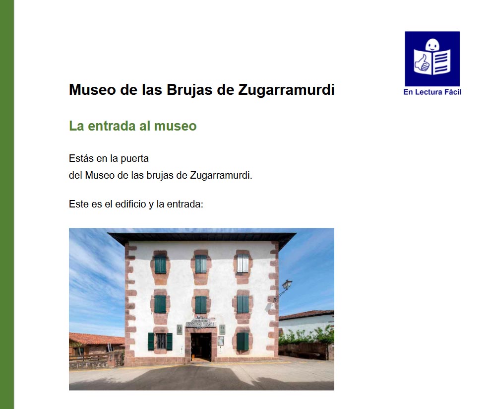 PDF en lectura f&aacute;cil con contenido del Museo de las Brujas - castellano